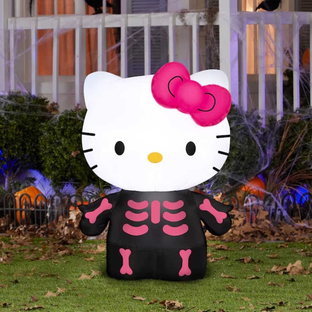 HELLO KITTY Halloween Pink Skelton Airblown  Inflatable 3ft Tall Lights Up